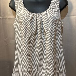 Ann Taylor Women's Loft Blouse Top Taupe with Sequin Flowy Medium Petite MP